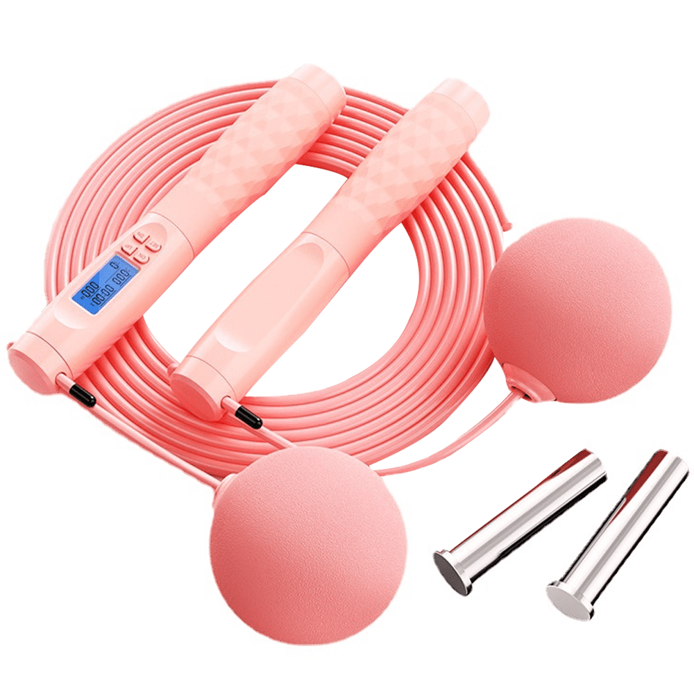 Cordless Jump Rope with Counter, Weighted Jump Ropes for Fitness Exercise for Women Men Kids.-pink-big ball