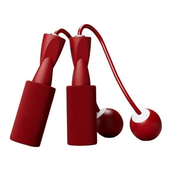 Cordless Jumping Rope Workout Exercise Fitness Endurance Training Weighted Jump Rope for Women Men Ball dia.3.2cm Red