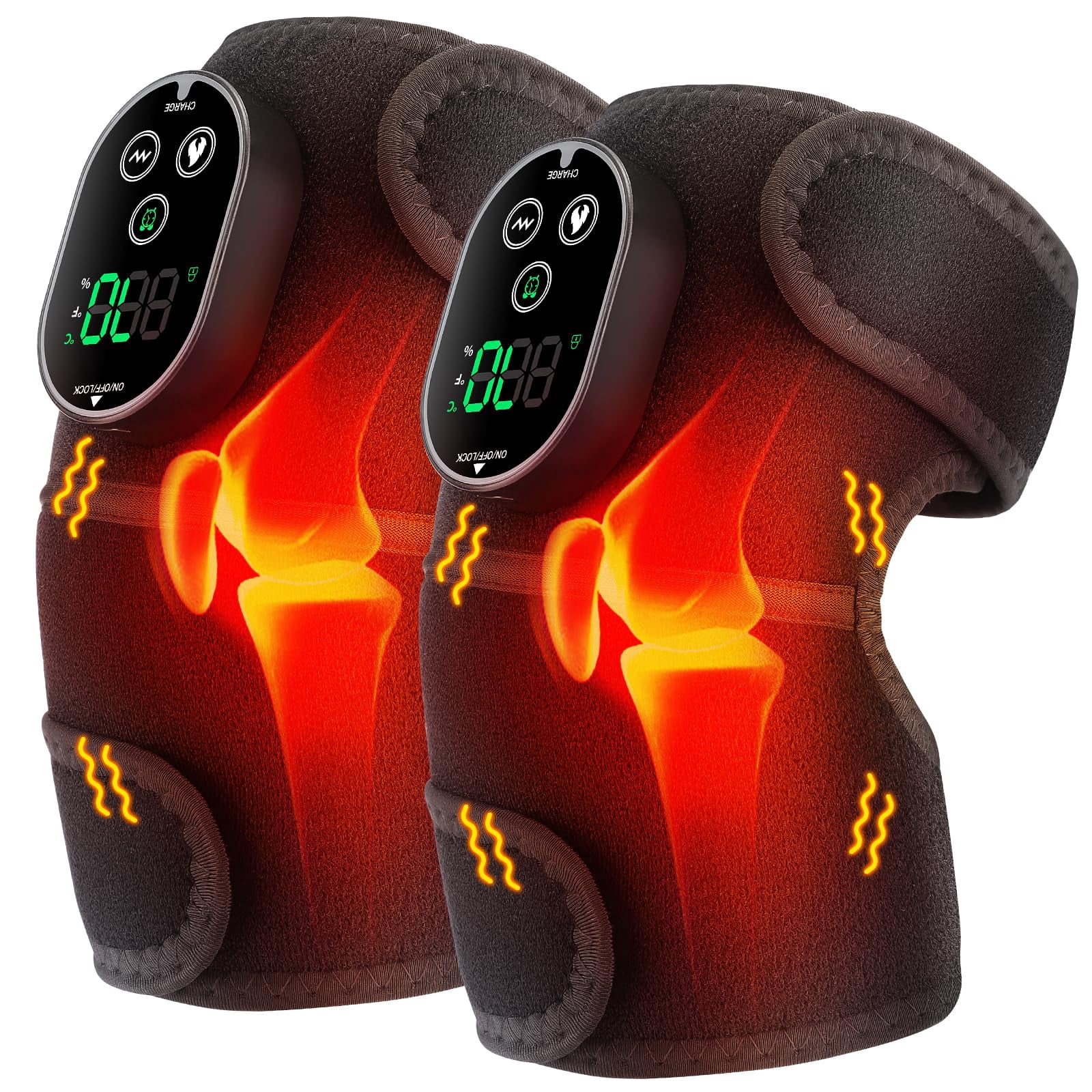 Cordless Knee Massager with Heat, Heating Pad for Knee Shoulder Elbow ...
