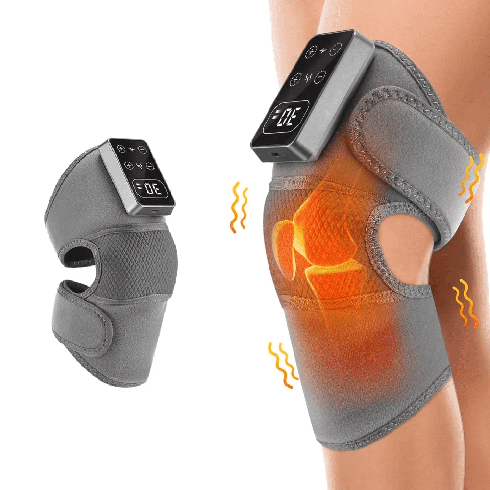 Cordless Knee Massager with Heat Vibration, Heated Knee Brace Wrap for Relief, Heating Pads for Knee, 5 Heat Levels and 3 Massage Mode, Knee Warmers for Men Women Relaxing
