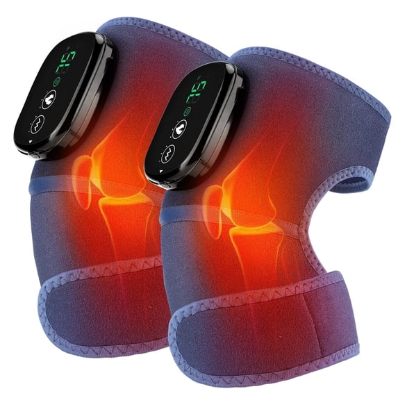 Cordless Knee Massager with Heat and Vibration, Heated Shoulder Brace Elbow Wrap, Heating Pads for Knee Shoulder Elbow Deep Issue, Knee Heating Pad for Muscle(2pcs)