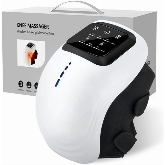 Cordless Knee Massager with Heat, Vibration & Red Light, 3-in-1 Rechargeable Knee Wrap for Soothing Comfort, Joint Relaxation at Home, Office, and Post-Workout Recovery Support