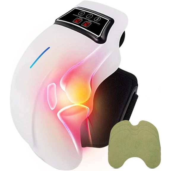 Cordless Knee Massager with Heat, Vibration & Red Light, 3-in-1 Rechargeable Knee Wrap for Soothing Comfort, Joint Relaxation at Home, Office, and Post-Workout Support