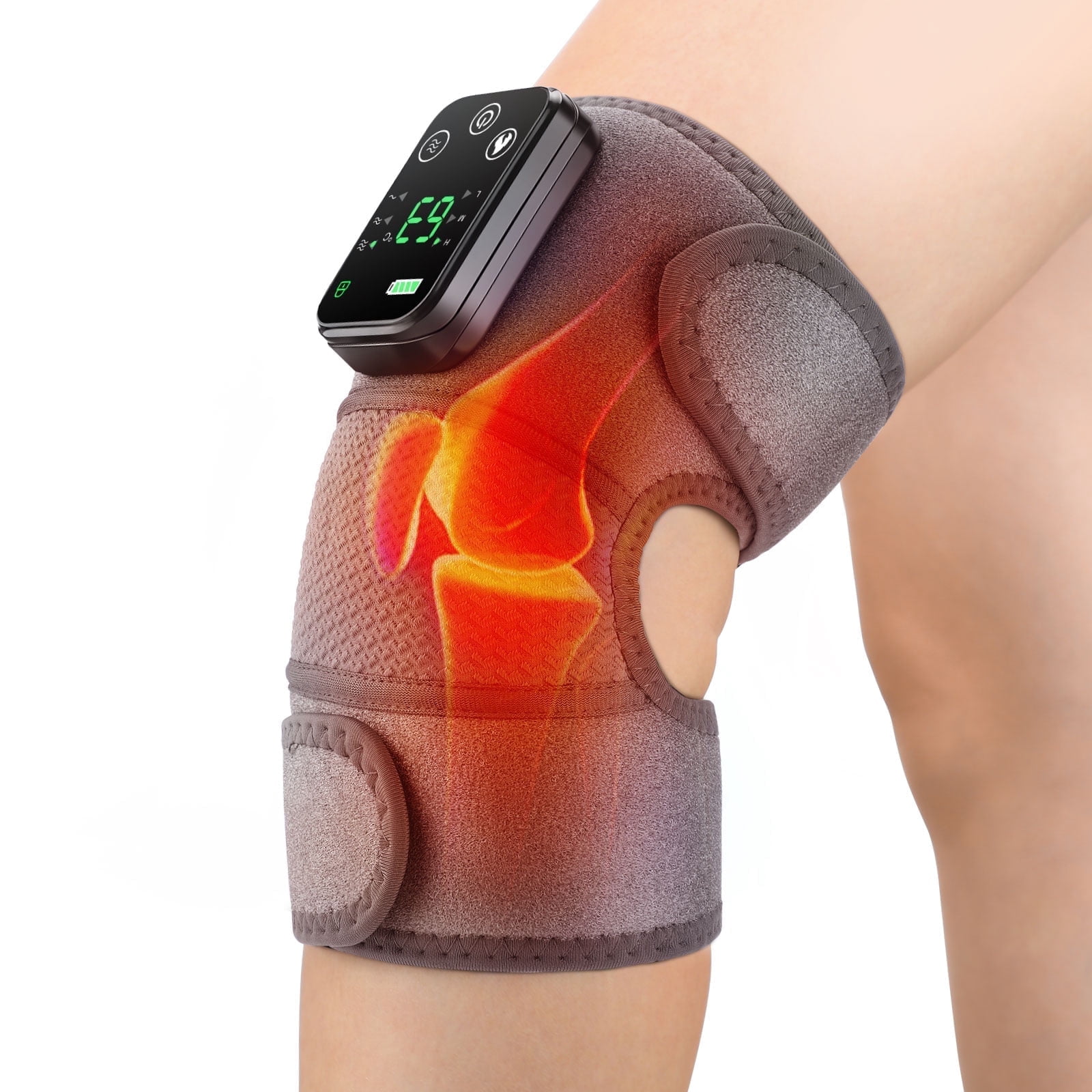 Cordless Knee Massager, Heating Pad Knee Wrap Brace, Shoulder Elbow Knee 3 in 1 Heated Vibration Massager for Stress Relief, Relax Muscle, 1pc