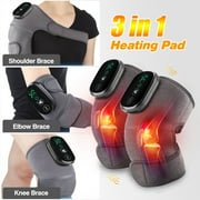 Cordless Knee Massager Shoulder Brace with Heat, 3-In-1 Heated Knee Elbow Shoulder Brace Wrap, Vibration Knee Heating Pad,3 Vibrations and Heating Modes,Heating Pad for Knee Elbow Shoulder Relax,2Pcs