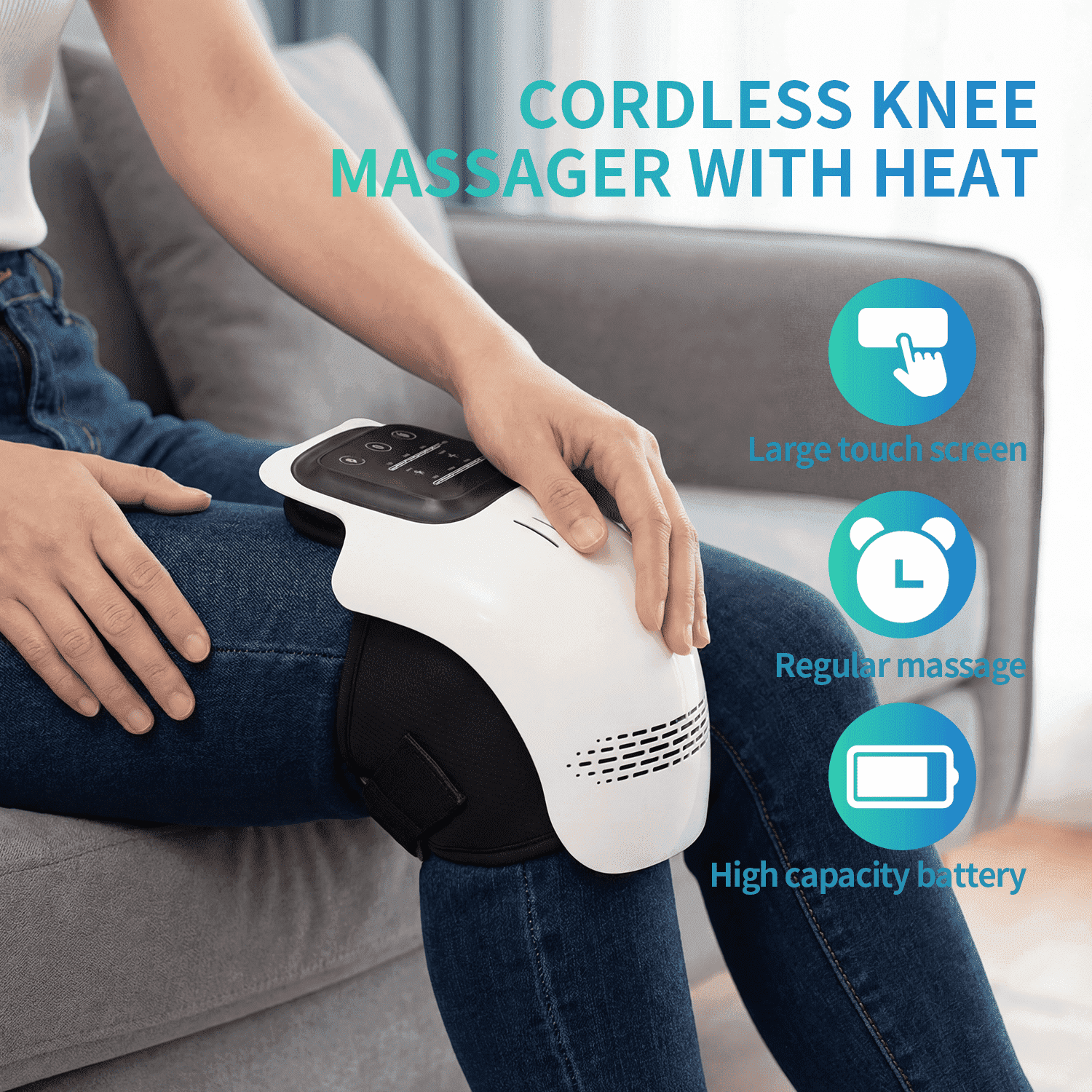 Neidga Knee Massager with Heat and Red Light Therapy, Portable Vibrating Massager for Pain Relief, Ideal for Men Women - 7.3x6.3x7.9 in