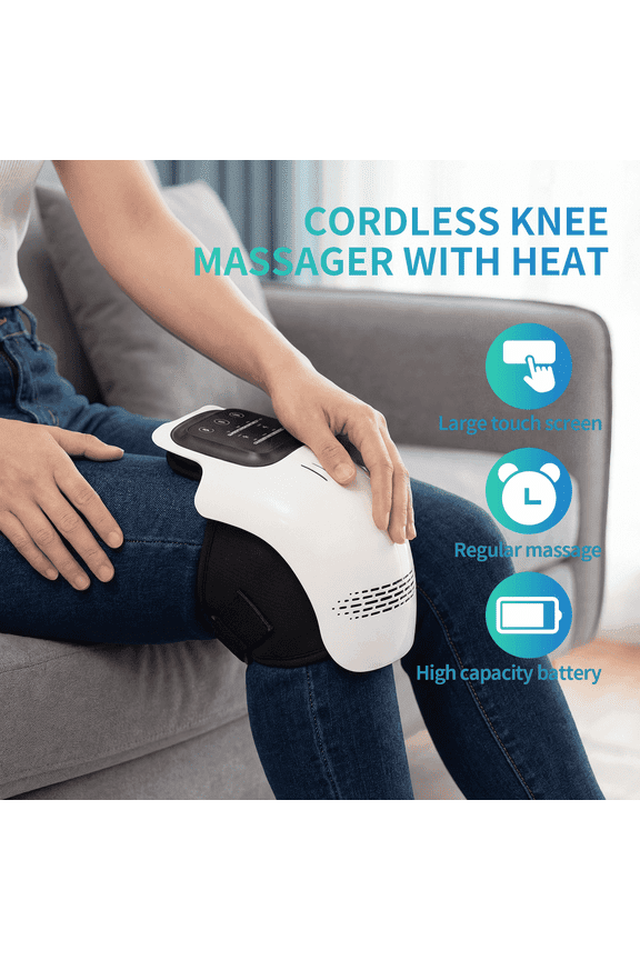 Neidga Knee Massager with Heat and Red Light Therapy, Portable Vibrating Massager for Pain Relief, Ideal for Men Women - 7.3x6.3x7.9 in