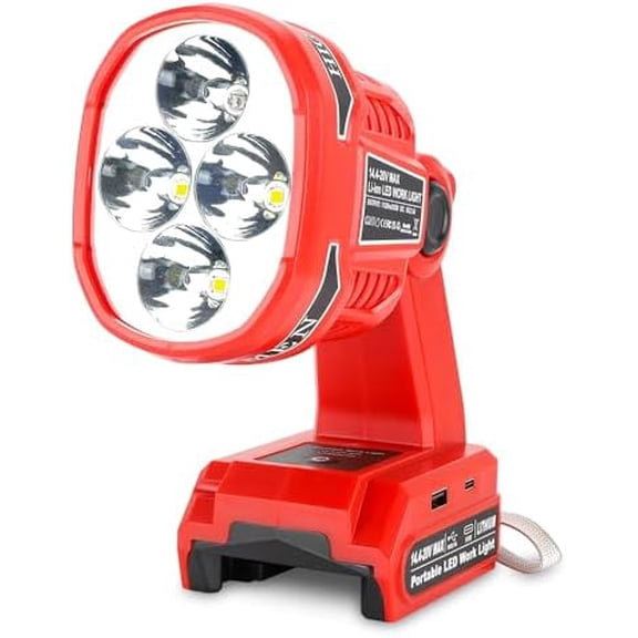 Cordless LED Flashlight for Milwaukee M18 18V Battery, 22W LED Work Light with USB-A&USB-C 2.1A Fast Charging Ports for Jobsite, Car Repairing, Camping, Emergency$$Tools & Hardware Other