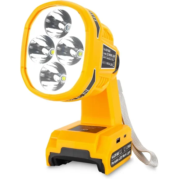 Cordless LED Flashlight for Dewalt 20V 18V Battery 22W LED Work Light with USB