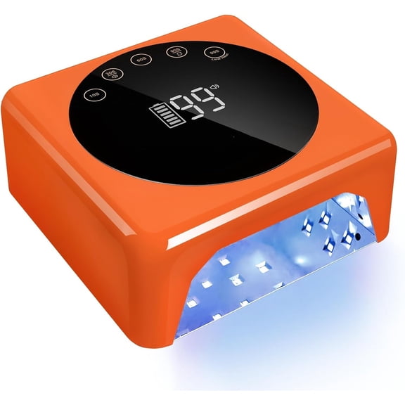 Cordless LED Nail Lamp, 78W Rechargeable UV Nail Light, Intelligent Infrared Sensor and LCD Display Curing Nail Lamp, Portable Nail Dryer Gel Polish Light with 5 Timer Setting Orange