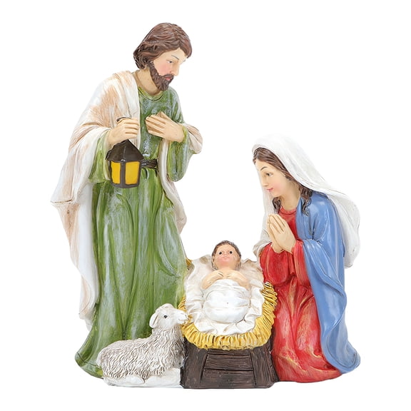 Cordless LED Nativity Figurine Holy Family Three Persons Resin Christmas Decor Living Room Use