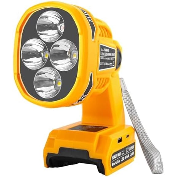 Cordless LED Work Light for Dewalt 18V 20V Max Battery 1120LM LED Outdoor Spotlight Flashlight with Red&White 4 Modes, Pivoting Head for Jobsite, Handheld Spot Light for Outdoor(No Battery)$$
