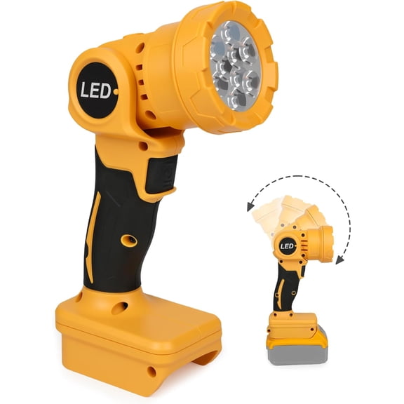 Cordless LED Work Light for Dewalt 20V Battery,1000 Lumens Handheld Spotlight, Rechargeable Flashlight with 2 Modes & Pivoting Head, for Job Site, Workshop, Outdoor & Camping(Battery Not Included)