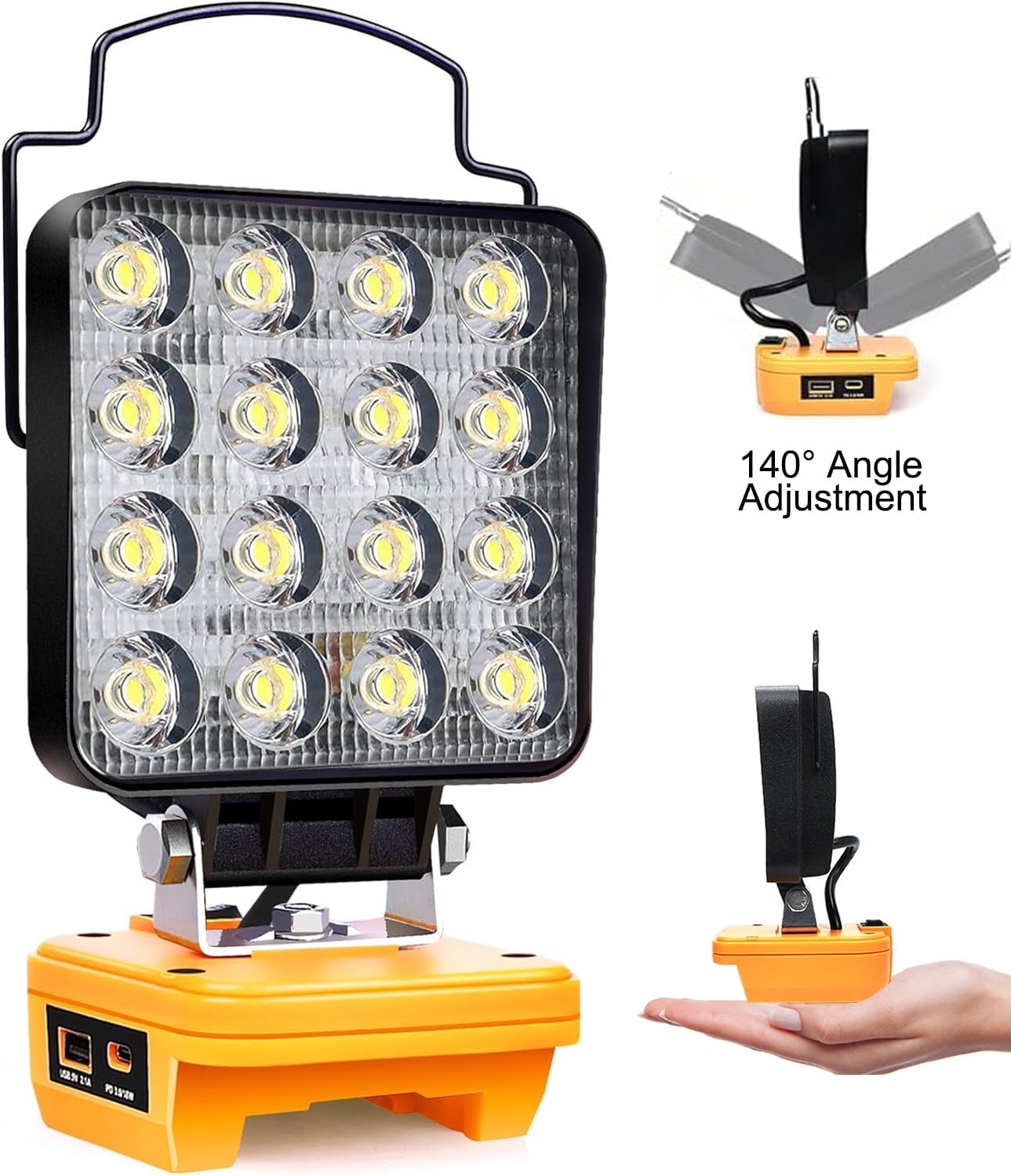 Cordless LED Work Light for Dewalt 20V Max Battery, Flood Lights Battery  Light with Low Voltage Protection USB and Type C Output Port LED Light for  ..., image size:1289x1500