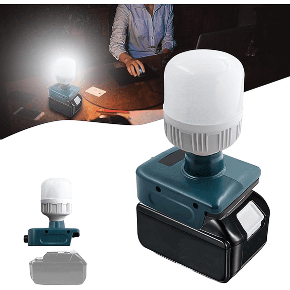 Cordless LED Work Light for Makita 18V with E27 LED Bulb, 12W 1300LM Handheld LED Flashlight for Makita 18V Max 6500K Cool White Light for Indoor Outdoor Use