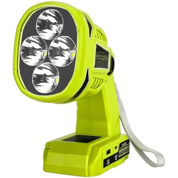 Cordless LED Work Light for Ryobi One 18V Battery 1120LM LED Outdoor Spotlight Flashlight with Red&White 4 Modes, Pivoting Head for Jobsite, Handheld Spot Light for Outdoor(No Battery)