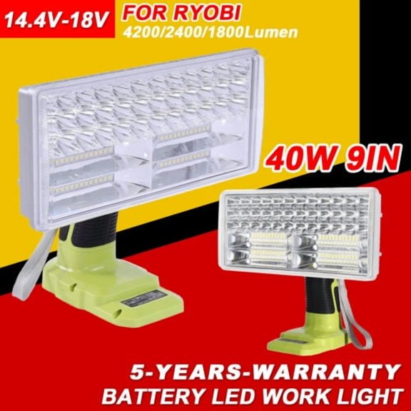 Cordless LED Work Light for Ryobi 18V Li-Ion Battery Handheld Jobsite Light 40W