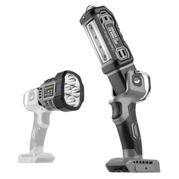 Cordless LED Work Light Tool Only, Compatible with Dewalt 20V Max Battery, 2-in-1 Detachable Spot & Floodlight, 3 Modes 2000LM Jobsite Flashlight