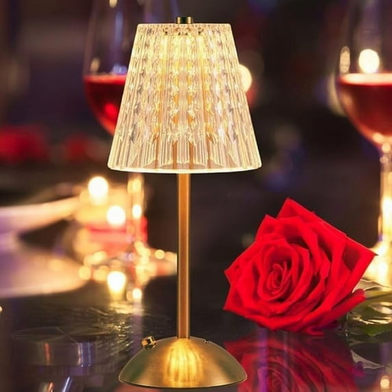 WE Cordless Lamp, Crystal+Dimmable+3 Colors Rechargeable Lamp, Touch Battery Operated Vintage Ambient Light for Kitchen/Bedroom/Bathroom Shower/Dining Table/Entryway/Hallway/Bar