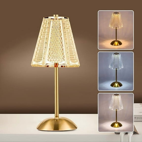 WE Cordless Lamp, Crystal+Dimmable+3 Colors Rechargeable Lamp, Touch Battery Operated Vintage Ambient Light for Kitchen/Bedroom/Bathroom Shower/Dining Table/Entryway/Hallway/Bar
