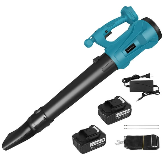 Cordless Leaf Blower,  450CFM 150MPH Electric Leaf Blower with 2PCS 5.5Ah Baterry & Charger, for Lawn Care, Snow, Debris, Garden
