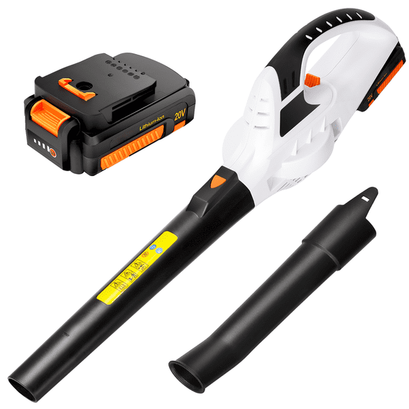 Cordless Leaf Blower, 20V 2.0Ah Battery Powered, 200 CFM 140 MPH Electric Leaf Blower, Ultra-Lightweight 4.8LBS Handheld Leaf Blower for Lawn, Yard, Patio & Garage Cleaning