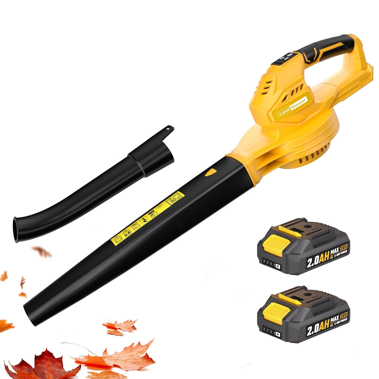 Cordless Leaf Blower - 20V Electric Leaf Blower with 2 X 2.0Ah Batteries and Charger, 3 Speed Mode, Lightweight Battery Powered Leaf Blowers for Lawn Care, Blowing Leaves and Dust, etc.