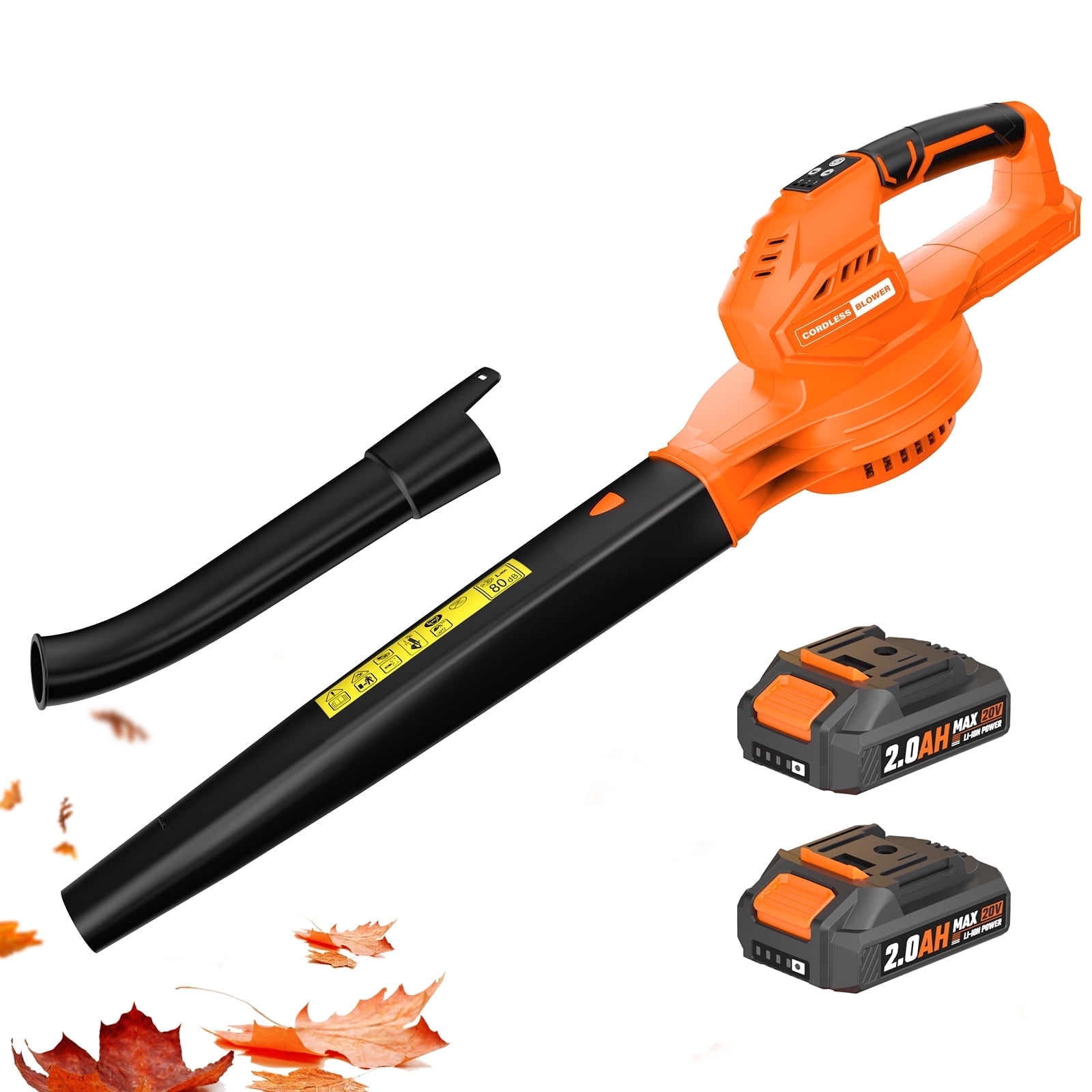 Cordless Leaf Blower - 20V Electric Leaf Blower with 2 X 2.0Ah Batteries and Charger, 3 Speed Mode, Lightweight Battery Powered Leaf Blowers for Lawn Care, Blowing Leaves and Dust, etc.