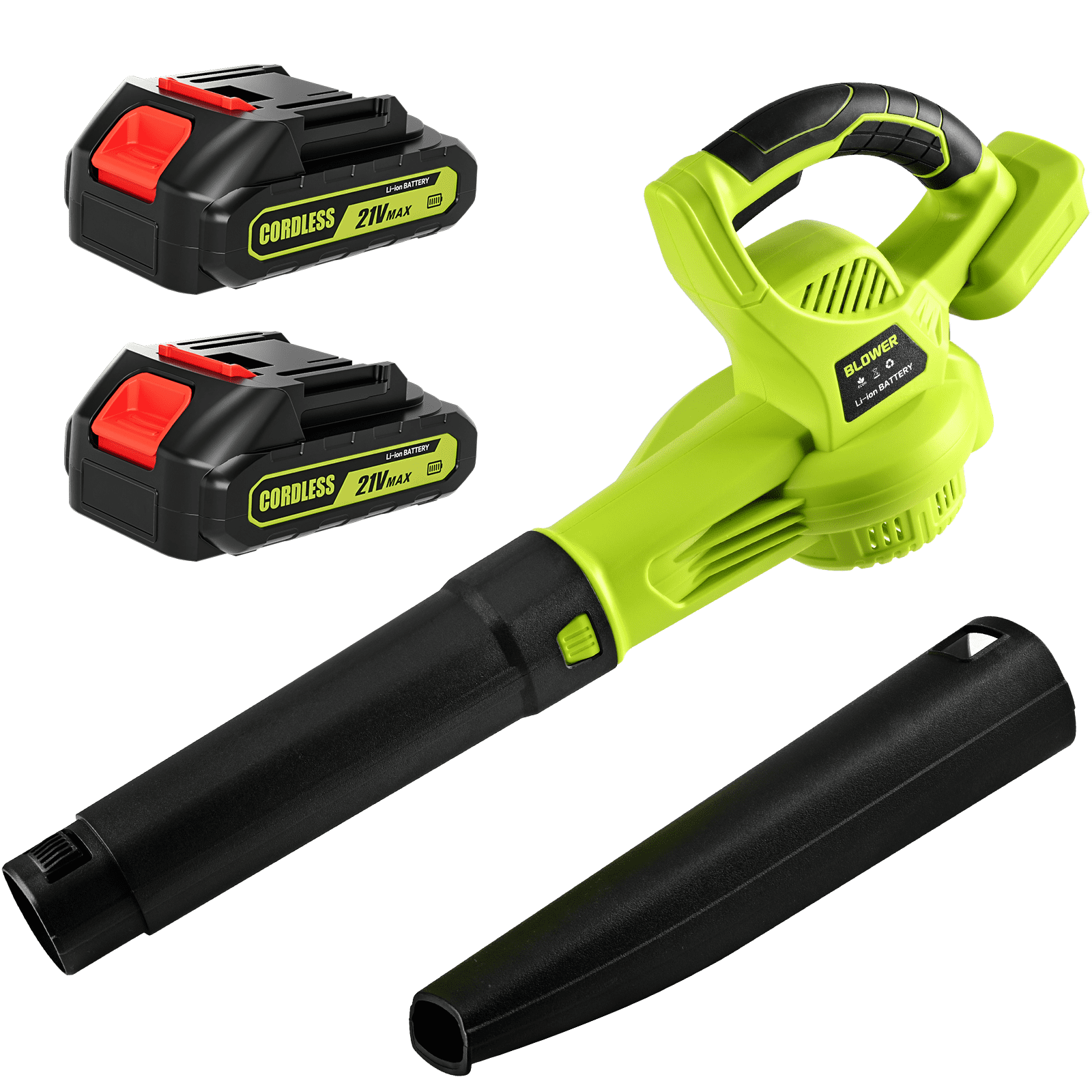Cordless Leaf Blower 20V Electric Leaf Blower with 450 CFM 150 MPH, Lightweight Handheld Yard Blower with 2 Batteries & Fast Charger for Lawn Patio Driveway Cleaning Green