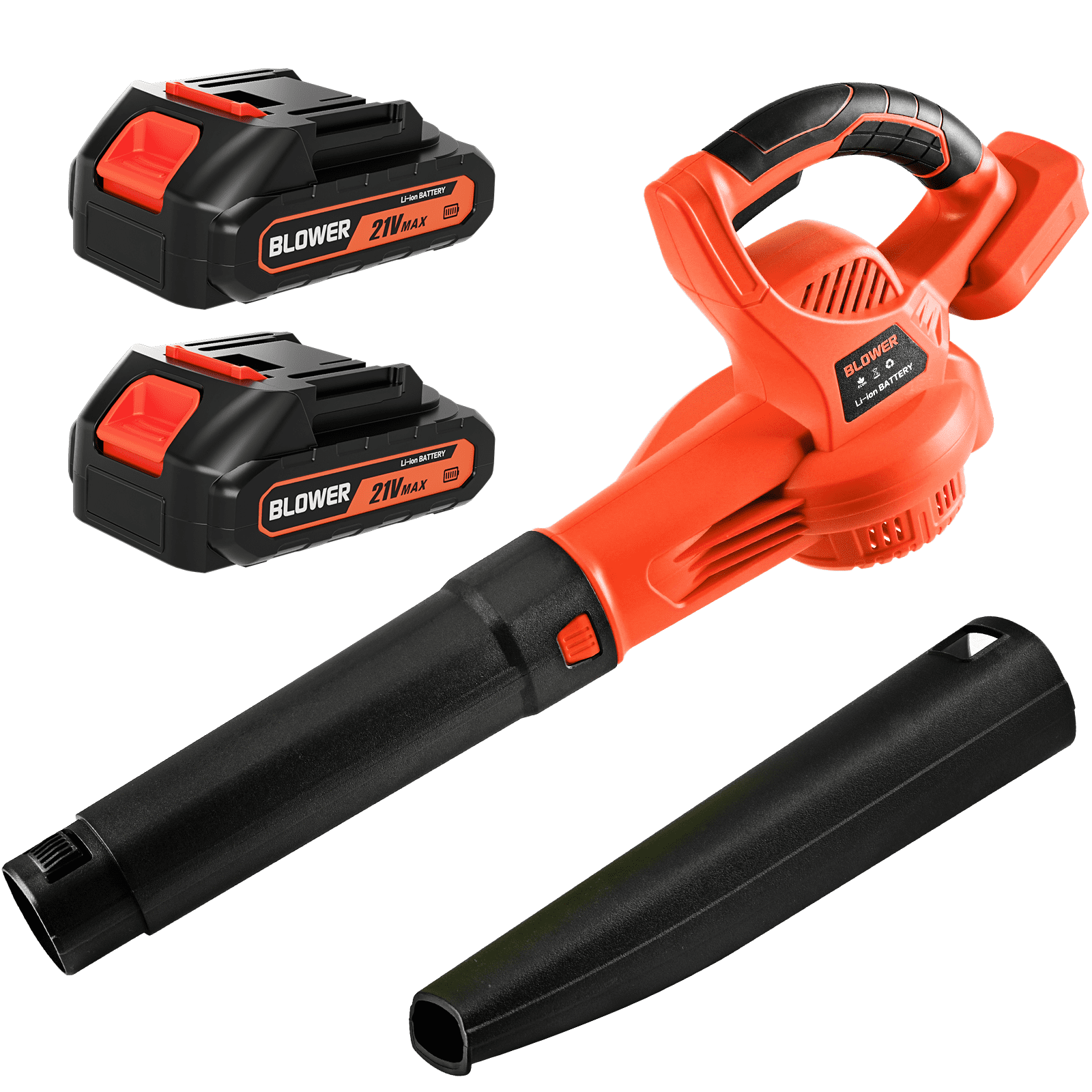 Cordless Leaf Blower 20V Electric Leaf Blower with 450 CFM 150 MPH, Lightweight Handheld Yard Blower with 2 Batteries & Fast Charger for Lawn Patio Driveway Cleaning Orange