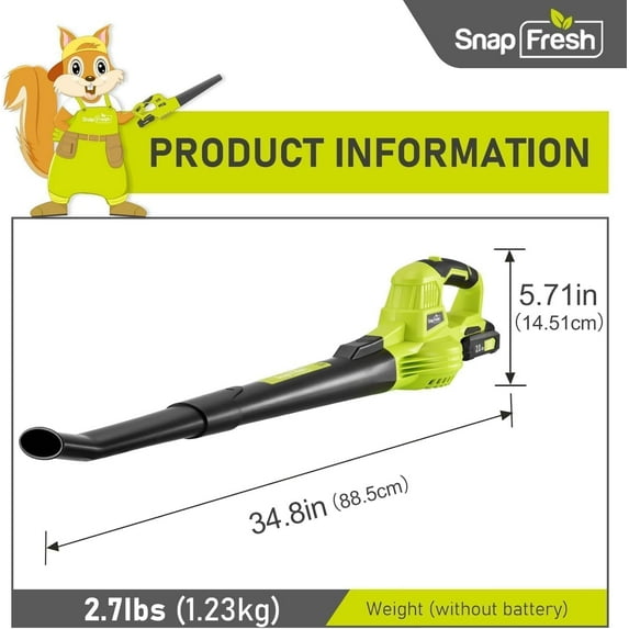 Cordless Leaf Blower - 20V Electric with 2.0Ah Battery for Yard & Garden Cleaning