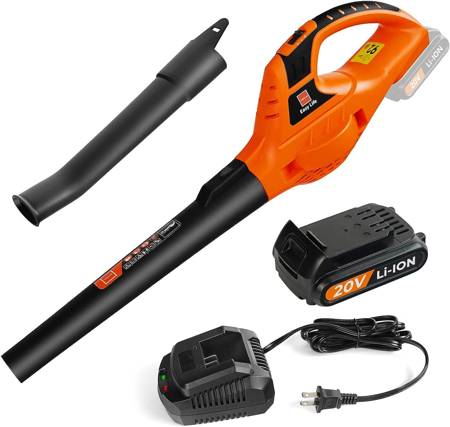 VacLife Leaf Blower Cordless with Battery and Charger-350CFM 150MPH 20V  Electric Leaf Blower, Perfect for Lawn, Yard, Garage, Patio & Sidewalk Red