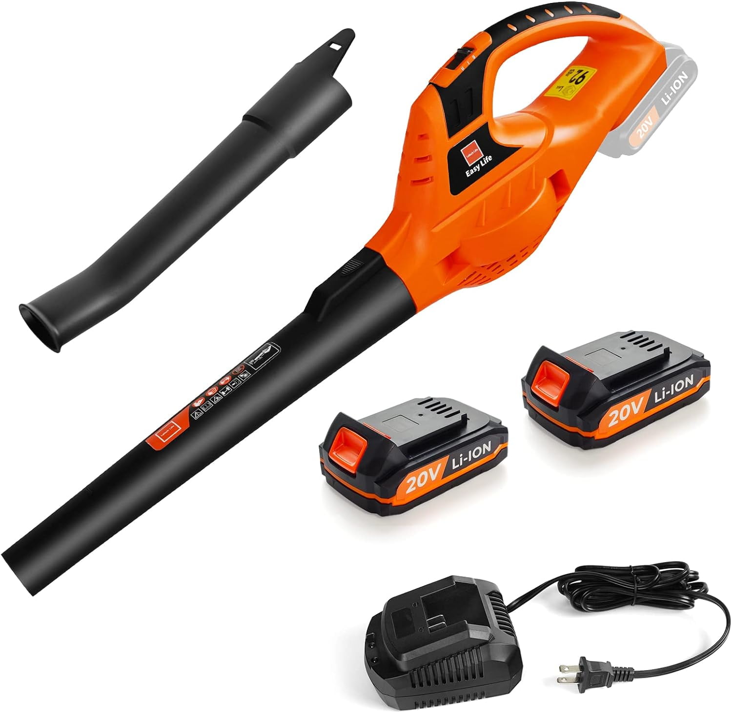 Cordless Leaf Blower,20V Handheld Electric Leaf Blower with 2 x 2.0Ah Battery & Fast Charger, 2 Speed Mode, Lightweight Battery Powered Leaf Blowers for Lawn Care, Patio, Yard, Sidewalk