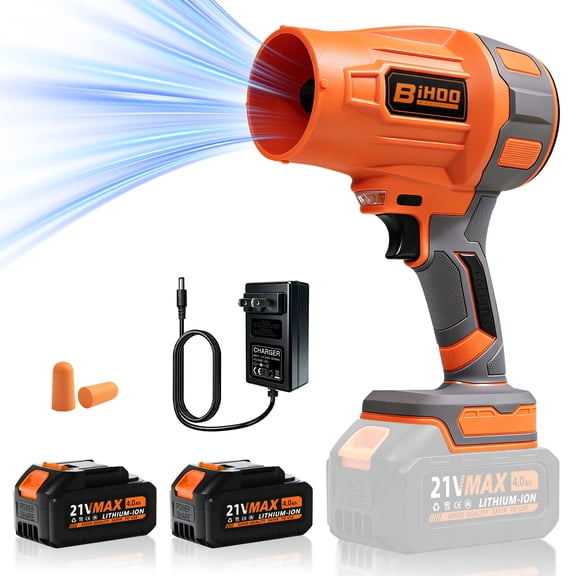 Cordless Leaf Blower, 20V High-Performance Handheld Blower with 24.0Ah Lithium Batteries & Fast Charger, Yard Blower for Patio Lawn, Dust, Leaves, Light Snow, Car Drying Orange