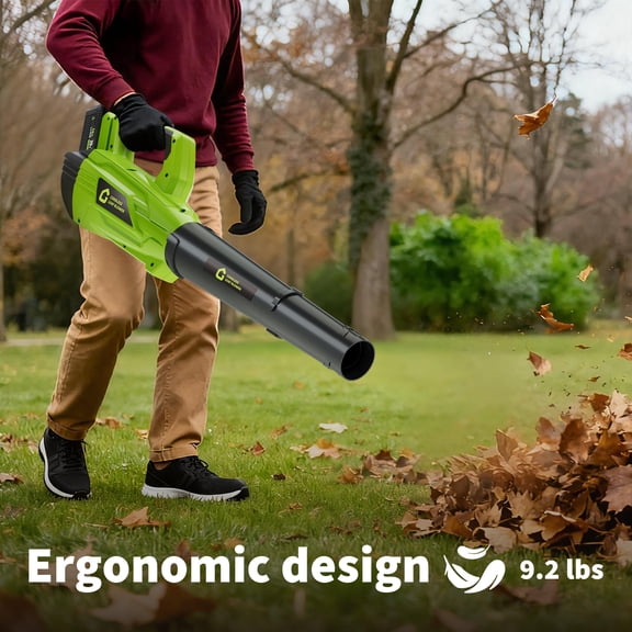 Cordless Leaf Blower 21V – 550 CFM 130 MPH Electric Yard Blower with 6-Speed Control, 2×2.0Ah Batteries & Charger, Adjustable Tube Lightweight Handheld Blower for Lawn, Patio & Garden Cleanup