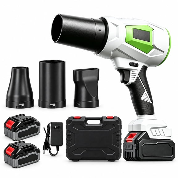 Cordless Leaf Blower, 21V Brushless Handheld Electric Blower with 2 Batteries, 6-Speed 1200G Thrust Turbo Blower for Patio Lawn Yard Cleaning Snow Removal