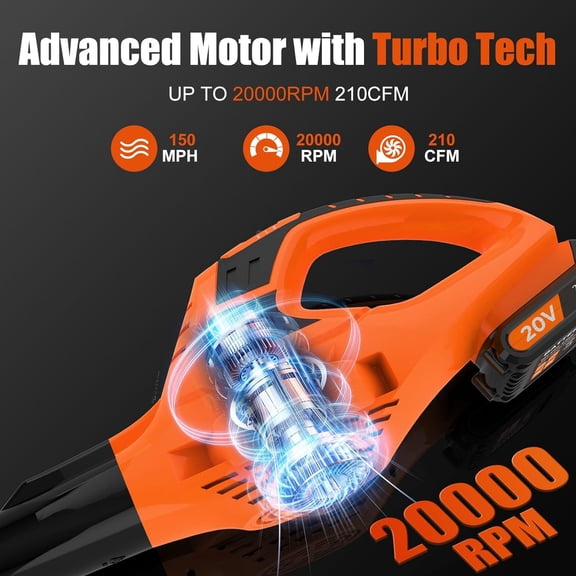 Cordless Leaf Blower,21V Handheld Electric Leaf Blower with 2 x 2.0Ah Battery & Charger, Lightweight Battery Powered Leaf Blower for Lawn Care, , Yard, Sidewalk,Snow Blowing