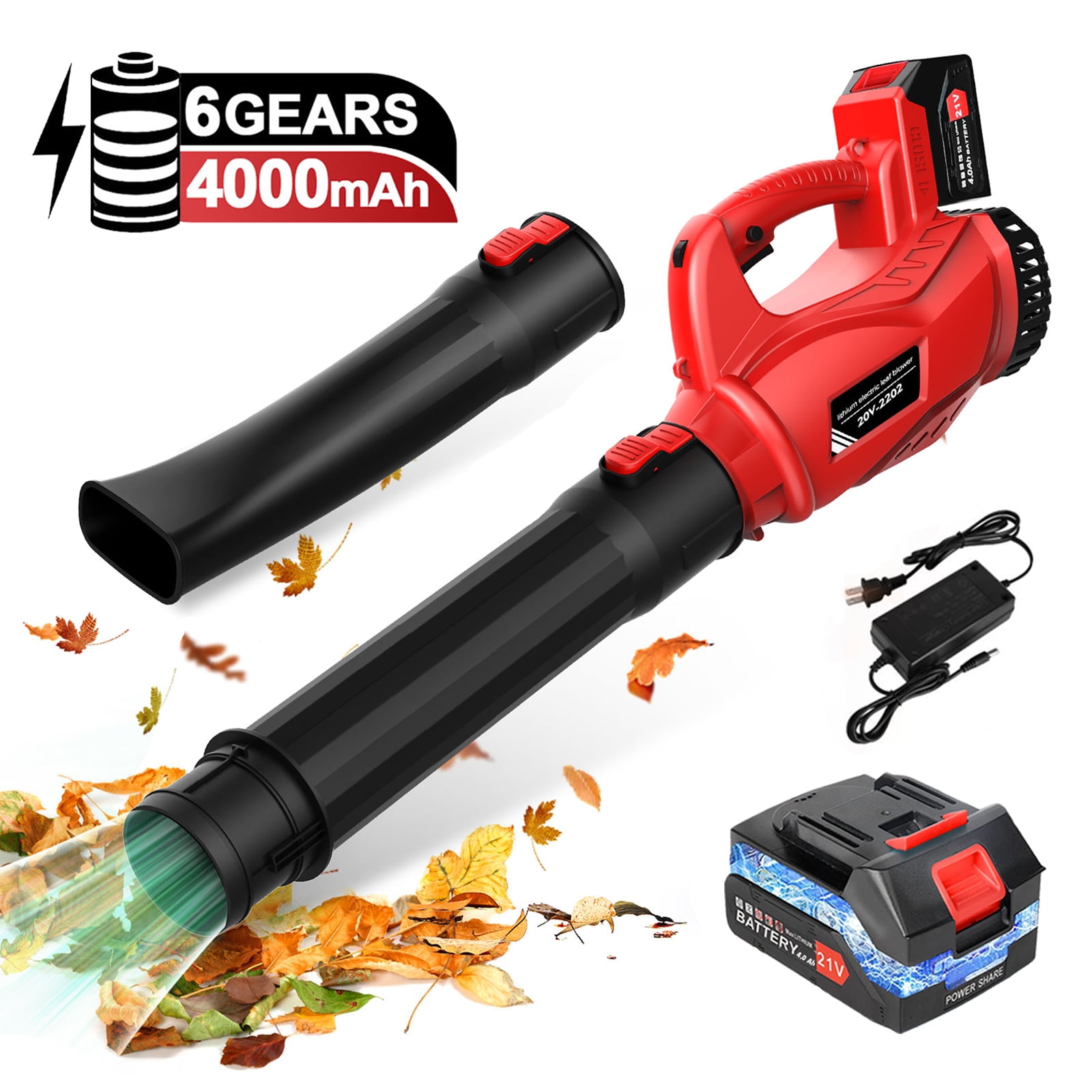  Ecomax 18V Electric Leaf Blower, Leaf Blower Cordless with 2Ah  Battery and Charger, Lightweight Blower Battery Powered for Lawn Care &  Snow Blowing & Yard Cleaning, ELG04, Black & Red 