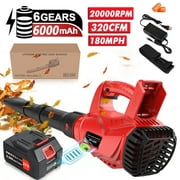 Cordless Leaf Blower with 6000mAh Battery and Charger, Tanbaby 21V 180MPH 320CFM Electric Leaf Blowers with 2 Section Tubes 6-Speed Dial Control for Fall Leaf, Lawn/Garden Care, Snow, Debris, Dust