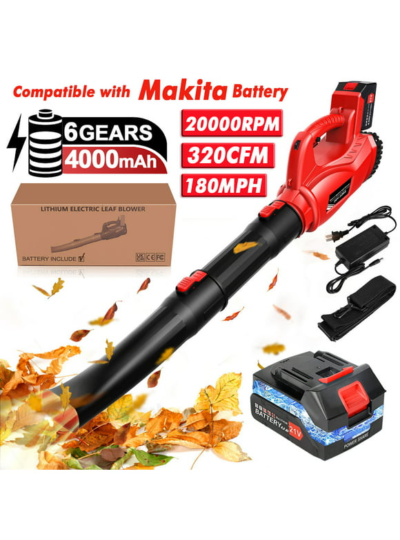 Cordless Leaf Blower with 4000mAh Battery and Charger, Tanbaby 21V 180MPH 320CFM Electric Leaf Blowers with 2 Section Tubes 6-Speed Dial Control for Fall Leaf, Lawn/Garden Care, Snow, Debris, Dust
