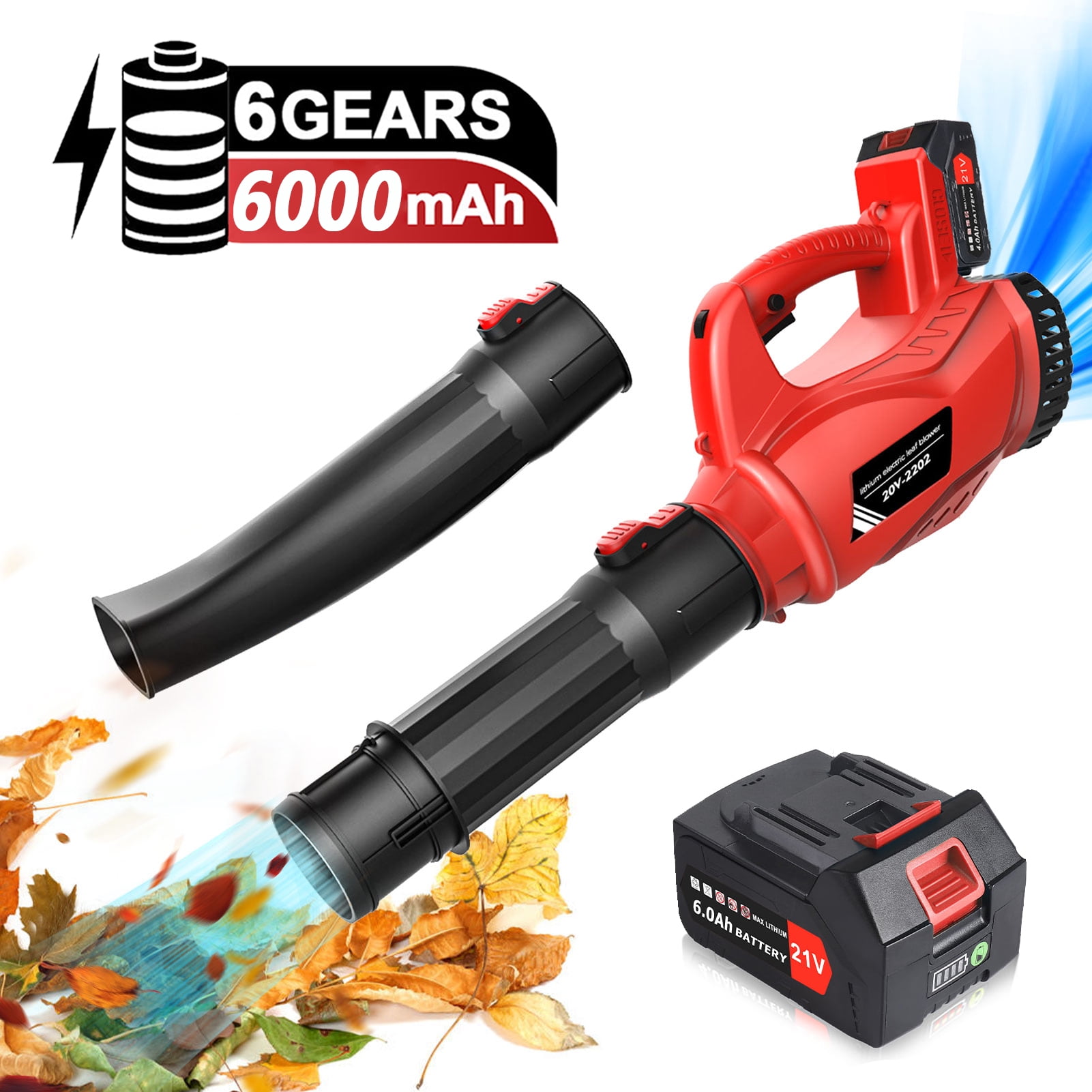 Cordless Leaf Blower with 6000mAh Battery and Charger, Tanbaby 21V 180MPH  320CFM Electric Leaf Blowers with 2 Section Tubes 6-Speed Dial Control for  Fall Leaf, Lawn/Garden Care, Snow, Debris, Dust - Walmart.com