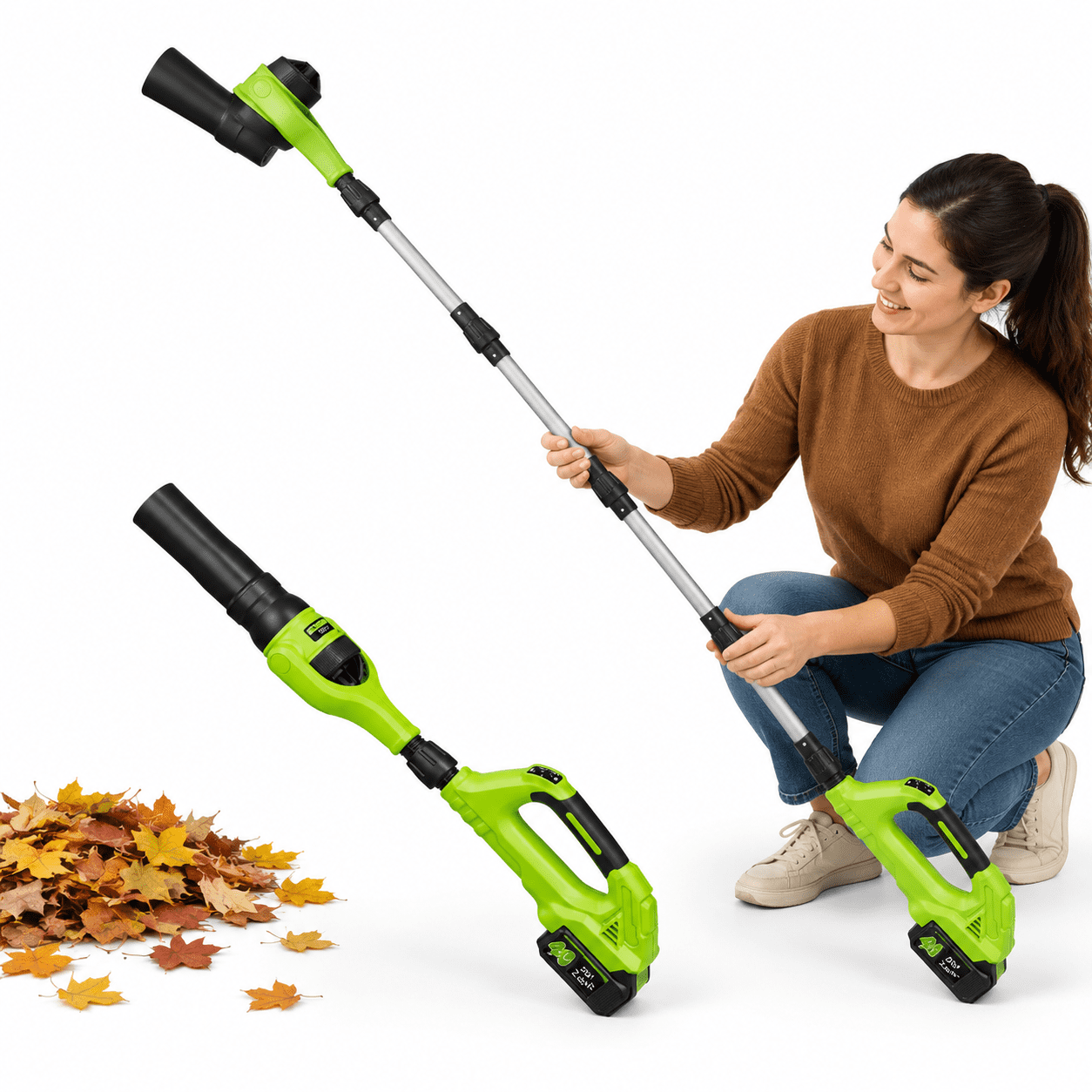 Cordless Leaf Blower 40V with Brushless, Adjustable Pole, 580CFM/180MPH ...