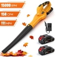 thumbnail image 1 of Cordless Leaf Blower, 6-Speed 158CFM 111MPH Powerful Electric Blower with 2 x 2.0Ah Batteries for Lawn, Patio & Dust Cleaning, Yellow, 1 of 11