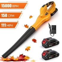 Cordless Leaf Blower, 6-Speed 158CFM 111MPH Powerful Electric Blower with 2 x 2.0Ah Batteries for Lawn, Patio & Dust Cleaning, Yellow