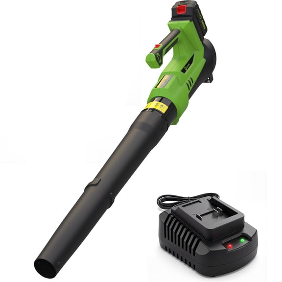 Cordless Leaf Blower, 6-Variable Speed, 550CFM & 130MPH, Electric Leaf Blower with 2 x 2Ah Battery & Charger, Battery Powered Leaf Blowers for Lawn Care, Yard, Garden, Driveway, Sidewalk, Patio