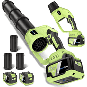 Cordless Leaf Blower - 650 CFM Brushless Electric Leaf Blower with 2 x 6.0Ah Batteries & Fast Charger, 2 Speed Modes, Battery Powered Leaf Blowers for Lawn Care, Patio, Dust, Snow Care Light Green