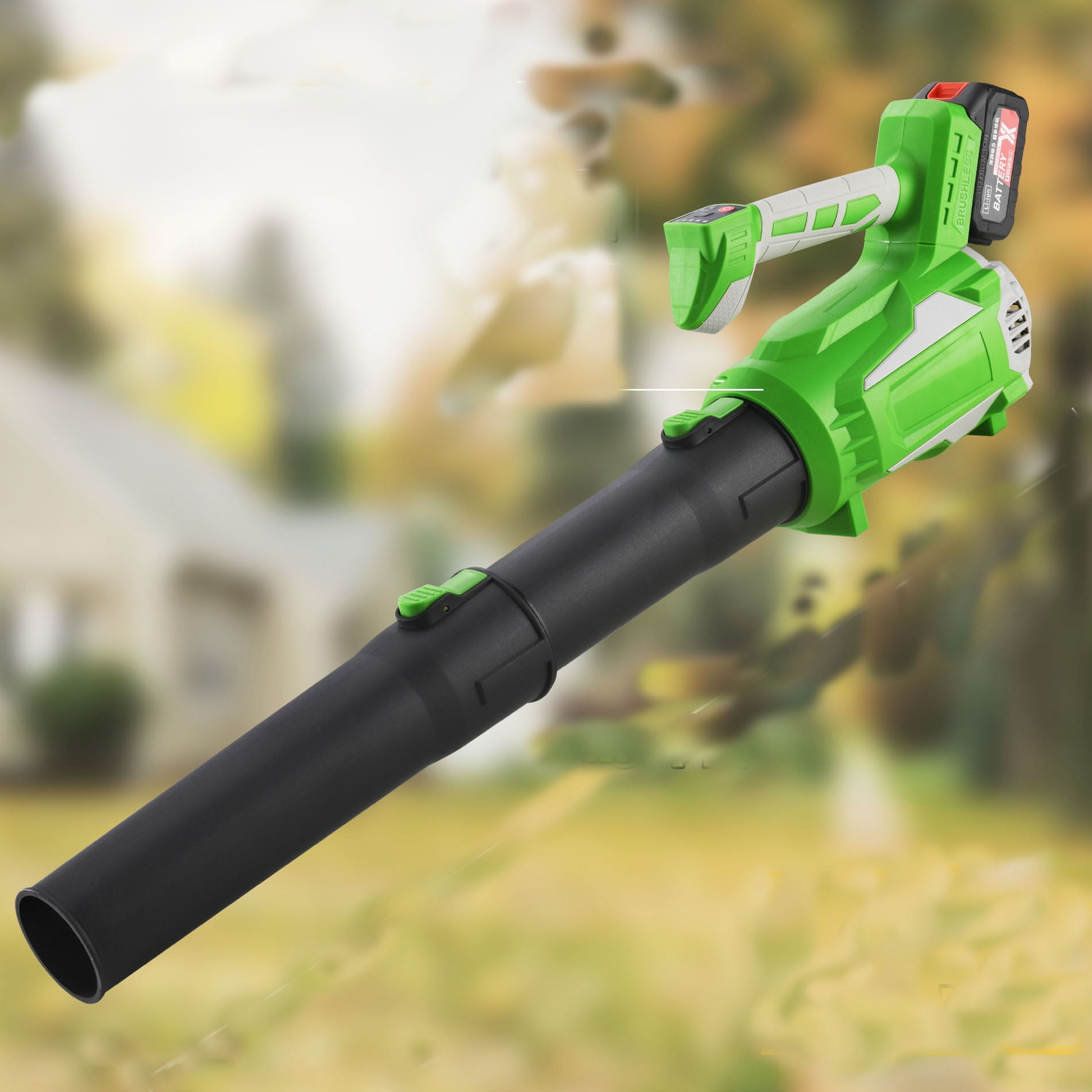 Cordless Leaf Blower with Battery and Charger, 650CFM Handheld Blower with Extended Nozzle, 5-Speed Adjustable for Yard Cleaning and Car Drying, Green
