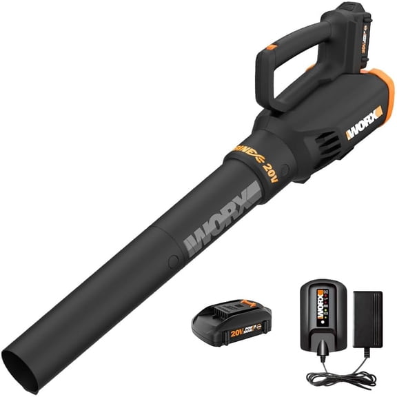 Cordless Leaf Blower, Electric Blower with Turbine Fan, Blowers for Lawn Care with 2 Speed Control, Battery & Charger Included, WG547