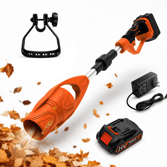Rechargeable Cordless Leaf Blower, Foldable Electric Blower with 24V Batteries & Charger, Grass Blower with Ergonomically Designed Handle & Strong Airflow, Leaf Cleaner for Patio Garden House Depot