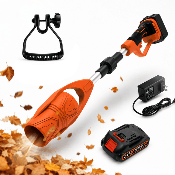 Electric Cordless Leaf Blower with Ergonomically Designed Handle, Battery Powered Leaf Blower Strong Airflow, Foldable Leaf Blower for Blowing Leaves, Patio Cleaning, Lawn Care and Dust, Yellow